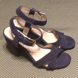 Cole Haan 7.5 blue suede (navy) sandals with 3.5" heels for women